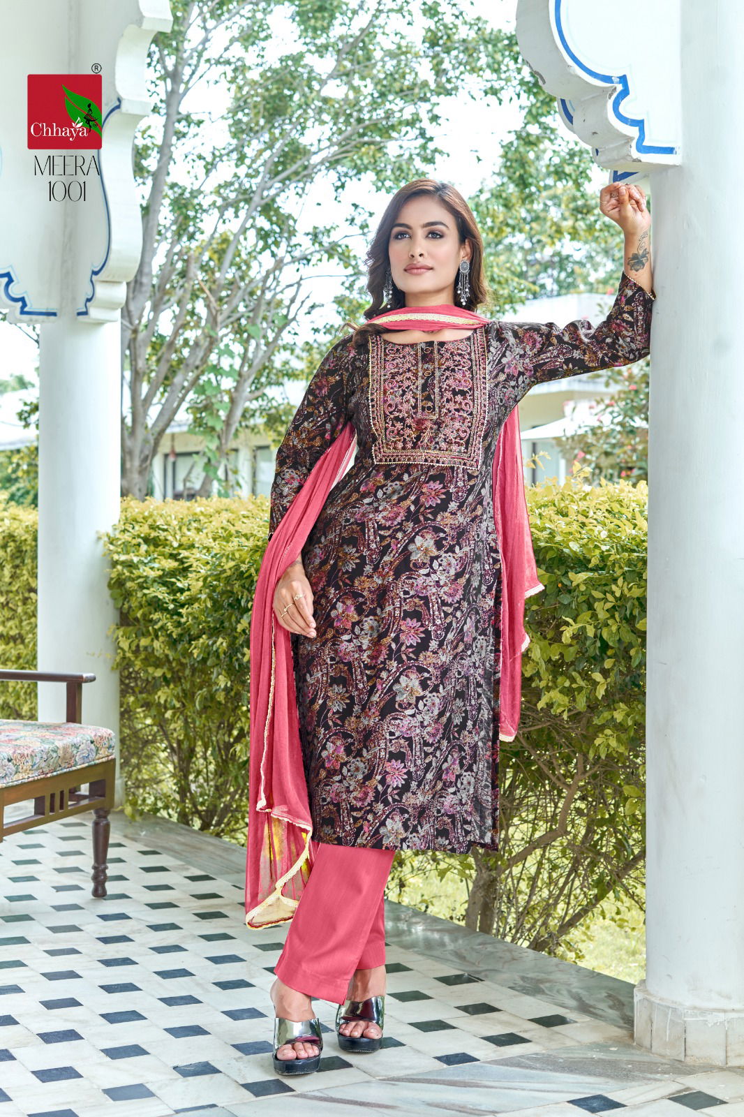 Meera By Chhaya Heavy Modal Print Silk Embroidery Kurti With Bottom Dupatta Wholesale Market